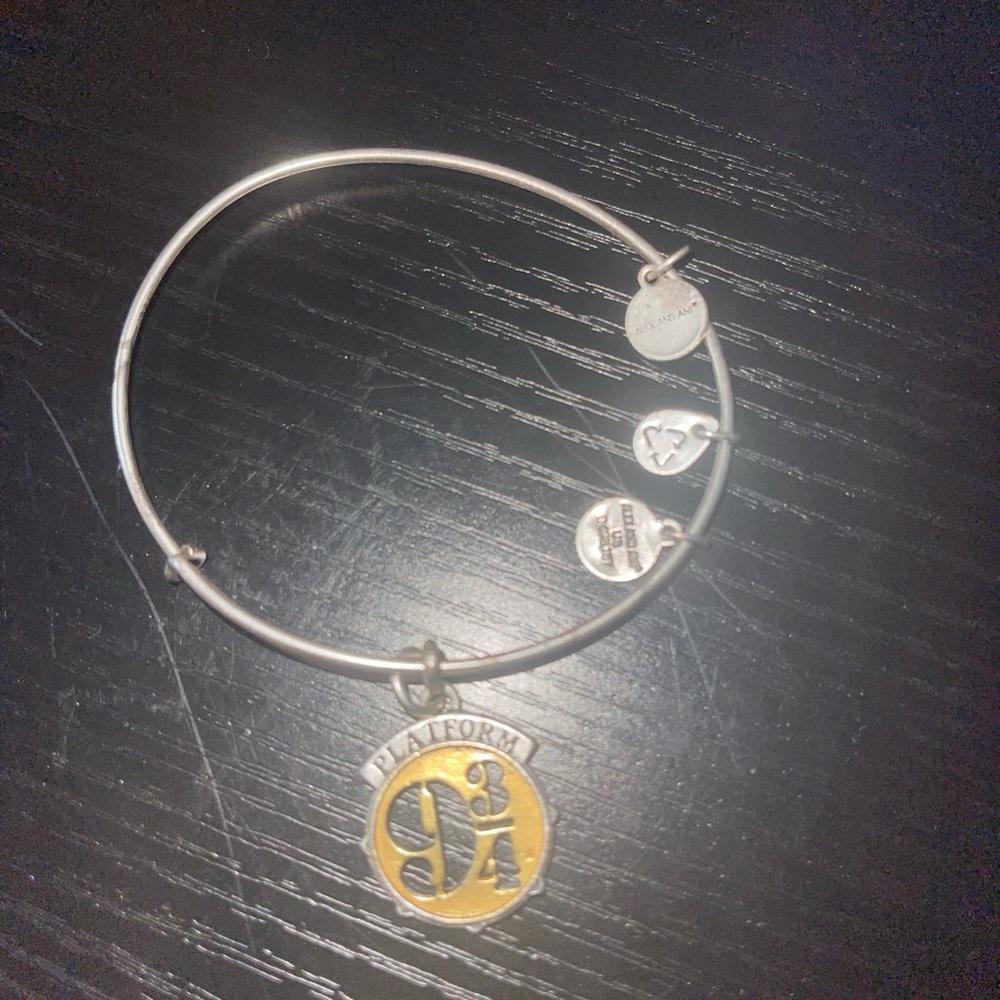 Alex and Ani Silver Bangle with Gold Platform 9 3/4 Charm